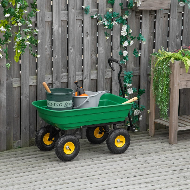 New Garden Heavy Duty Utility 4 Wheel Trolley Cart Dump Wheelbarrow Tipper Truck