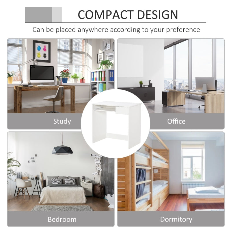 Compact Computer Table With Keyboard Tray Drawer Study Office Work Writing Desk