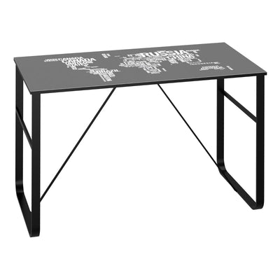 Glass Top Writing Desk Working Station Computer Table For Home, Office - Black