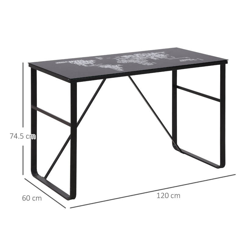 Glass Top Writing Desk Working Station Computer Table For Home, Office - Black