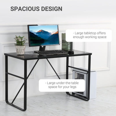 Glass Top Writing Desk Working Station Computer Table For Home, Office - Black