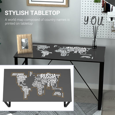 Glass Top Writing Desk Working Station Computer Table For Home, Office - Black