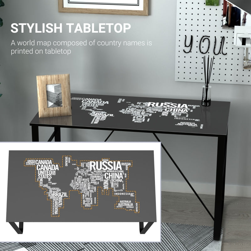 Glass Top Writing Desk Working Station Computer Table For Home, Office - Black