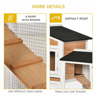 Wooden Mobile Rabbit Hutch Indoor Outdoor Small Animal Cage W/ Slide-Out Tray, Ramp