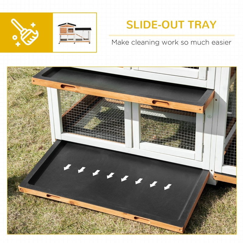 Wooden Mobile Rabbit Hutch Indoor Outdoor Small Animal Cage W/ Slide-Out Tray, Ramp