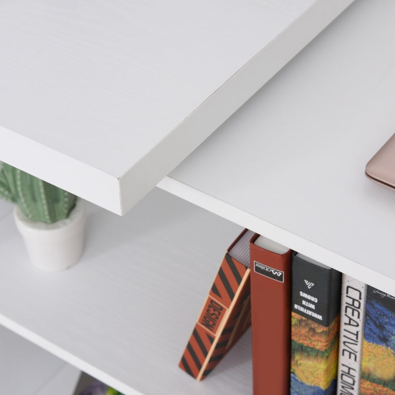 Corner Desk L-Shaped I-Shaped Computer With Rotating Storage Shelf, White Wood Grain