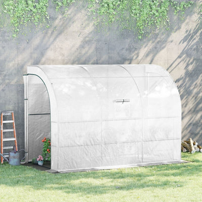 Outdoor Garden Greenhouse Backyard Nursery W/ Windows, Zippered Doors - White