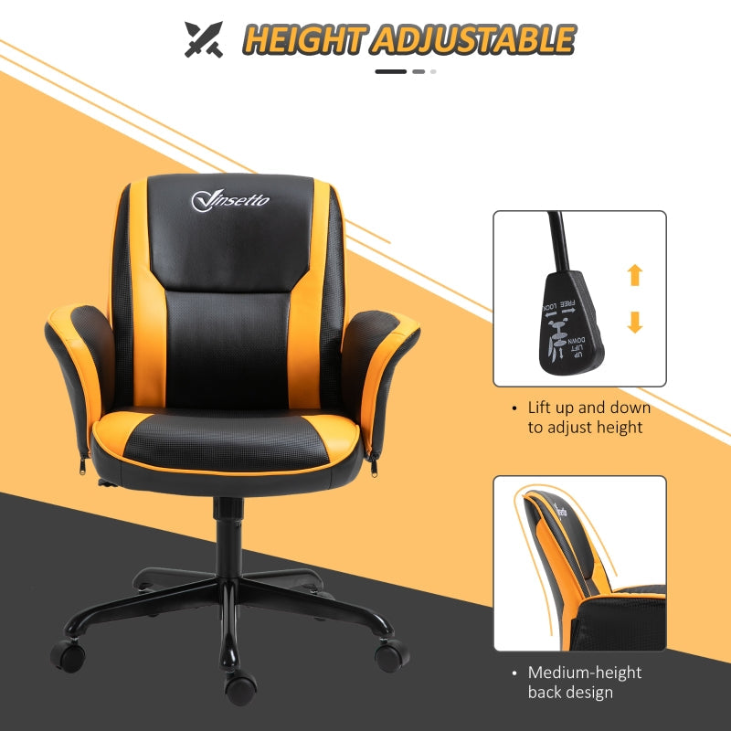 PU Leather Upholstered Gaming Chair - Yellow/Black