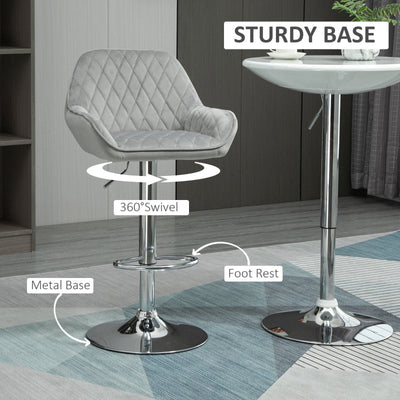 HOMCOM Deluxe Velvet Bar Stool  - Grey