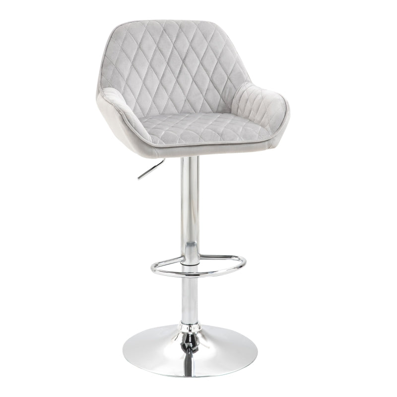 HOMCOM Deluxe Velvet Bar Stool  - Grey