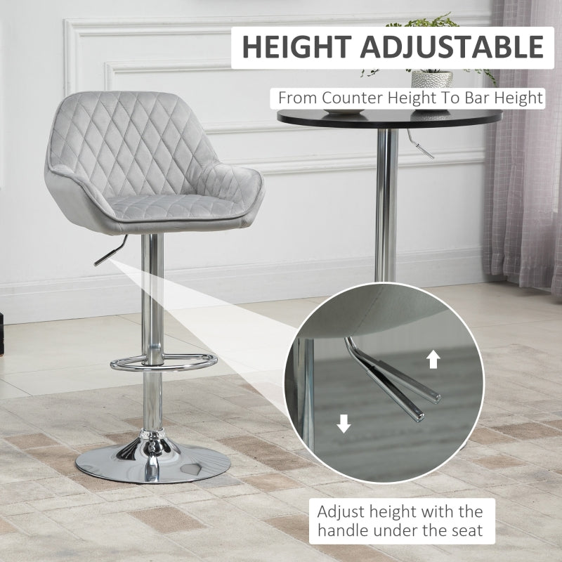 HOMCOM Deluxe Velvet Bar Stool  - Grey