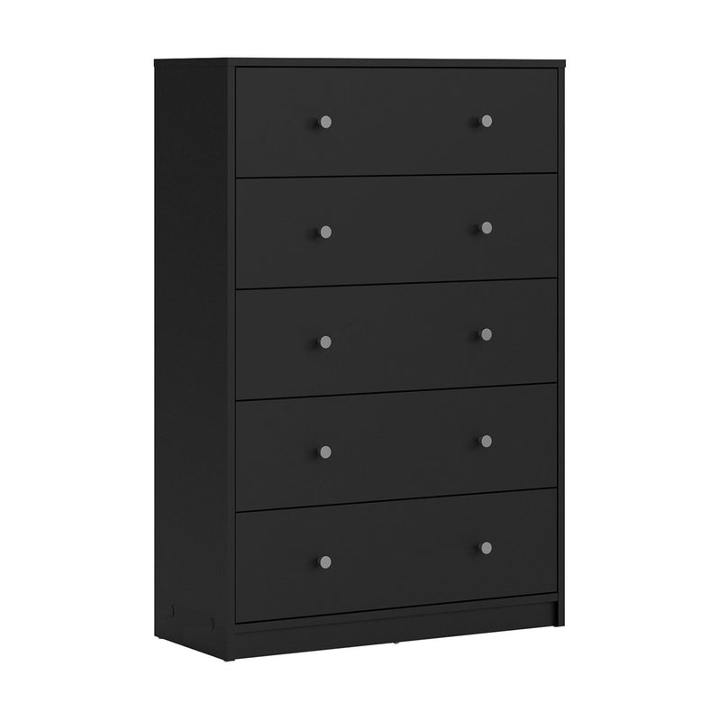 May Chest of 5 Drawers in White - White-Black-White