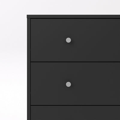 May Chest of 5 Drawers in White - White-Black-White