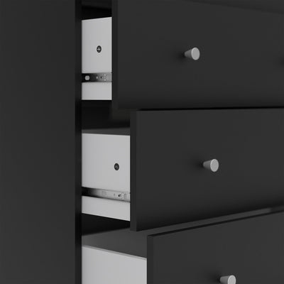 May Chest of 5 Drawers in White - White-Black-White