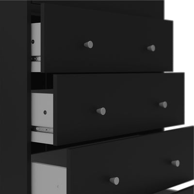 May Chest of 5 Drawers in White - White-Black-White