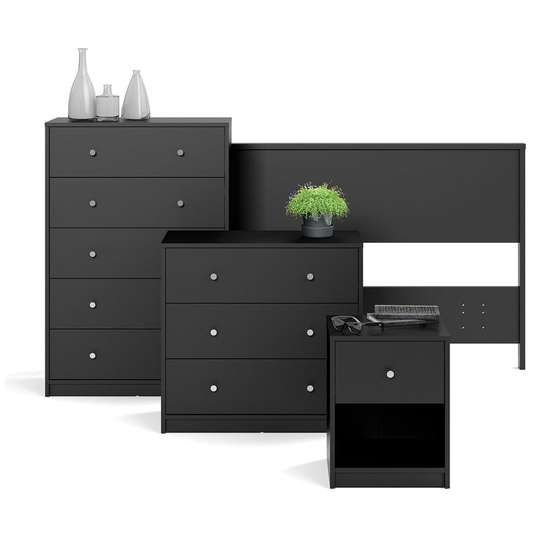 May Chest of 5 Drawers in White - White-Black-White