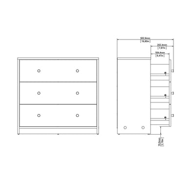 May Chest of 5 Drawers in White - White-Black-White