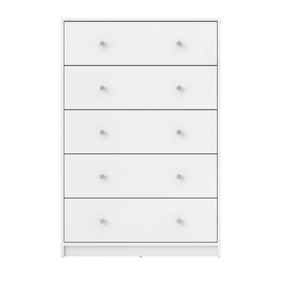 May Chest of 5 Drawers in White - White-Black-White