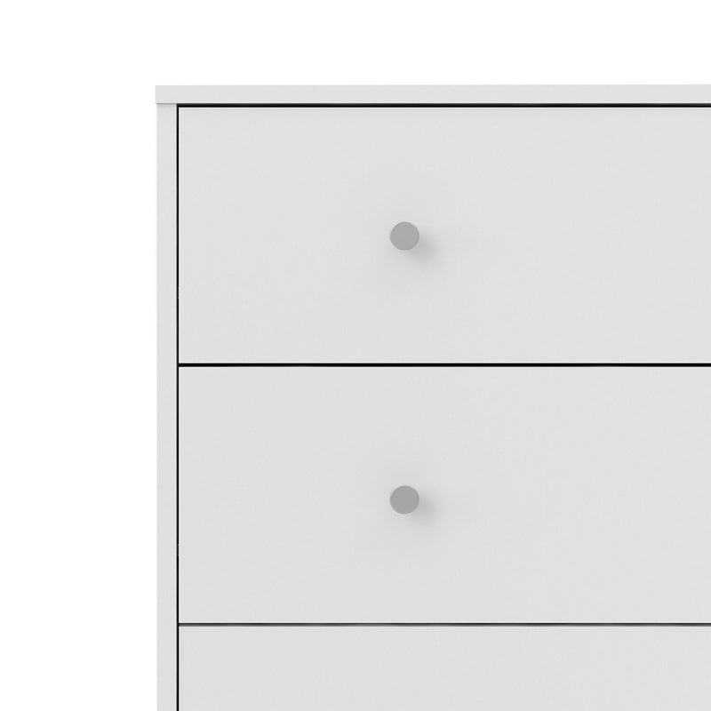 May Chest of 5 Drawers in White - White-Black-White