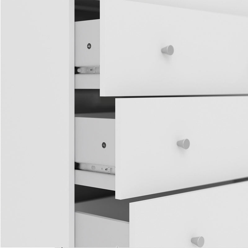 May Chest of 5 Drawers in White - White-Black-White