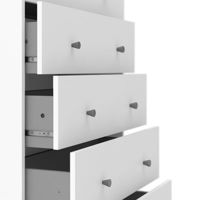 May Chest of 5 Drawers in White - White-Black-White