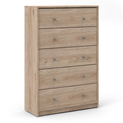 May Chest of 5 Drawers in White - White-Black-White