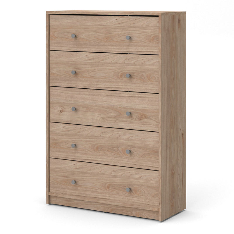 May Chest of 5 Drawers in White - White-Black-White