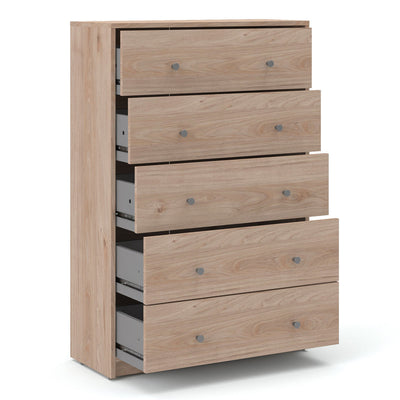 May Chest of 5 Drawers in White - White-Black-White