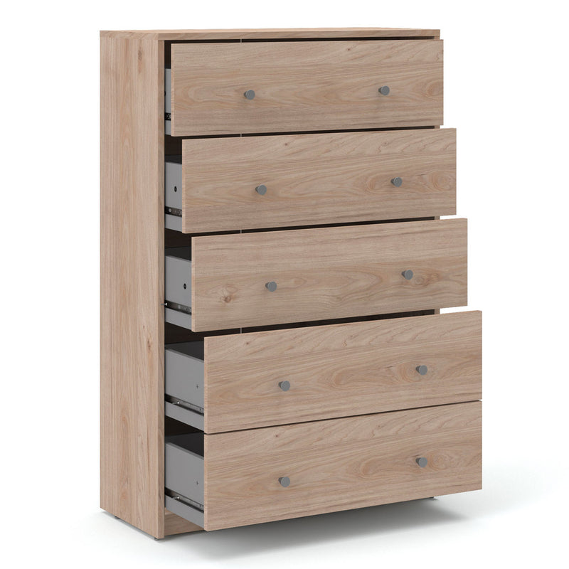 May Chest of 5 Drawers in White - White-Black-White