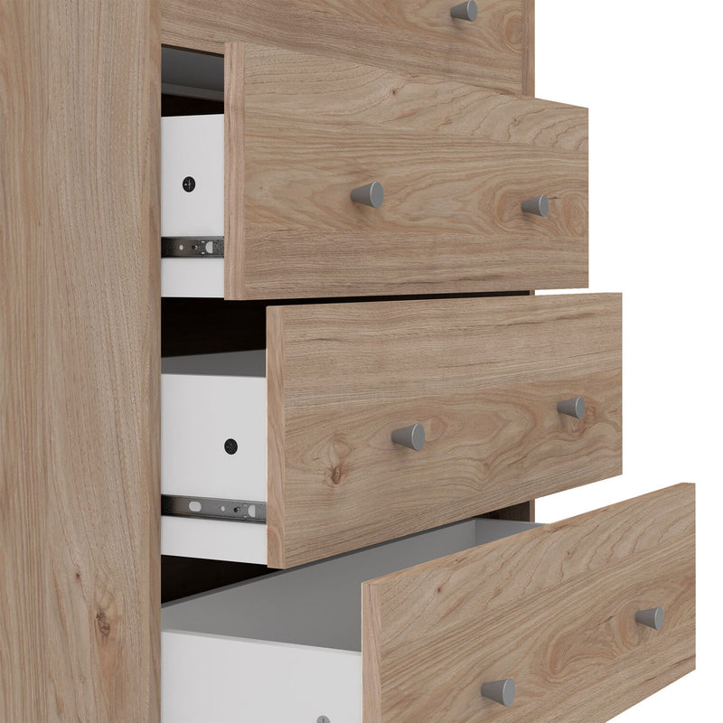 May Chest of 5 Drawers in White - White-Black-White