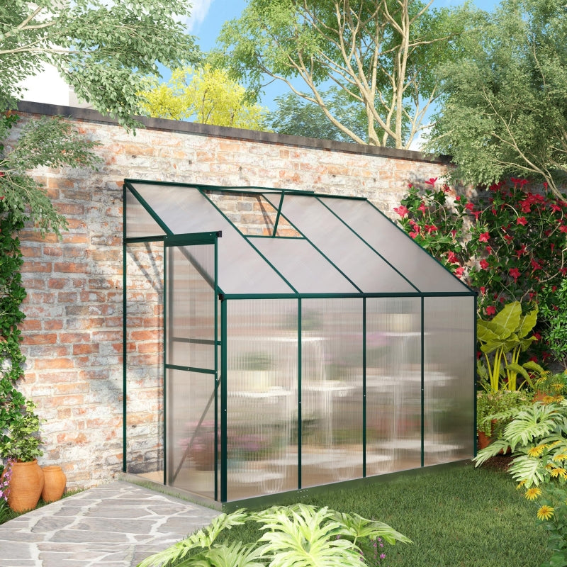 Walk-In Lean To Polycarbonate Greenhouse W/ Roof Vent