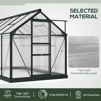 Greenhouse Large Walk-In Garden with Aluminium Frame With Slide Door, 6 X 10ft