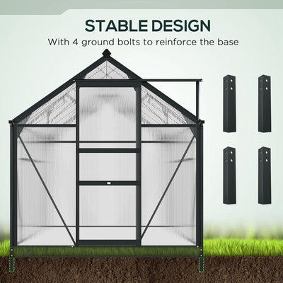 Greenhouse Large Walk-In Garden with Aluminium Frame With Slide Door, 6 X 10ft