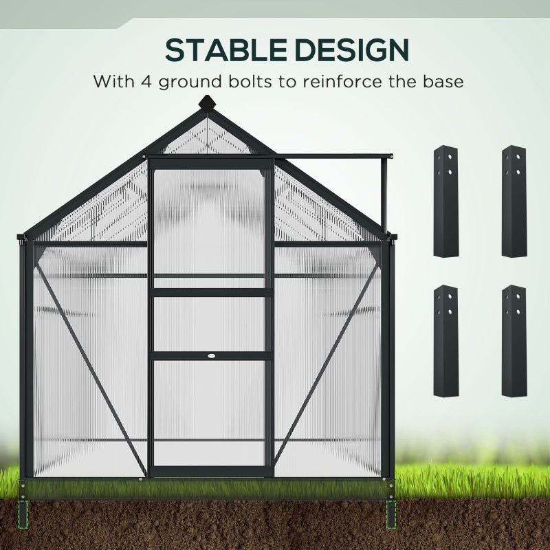 Greenhouse Large Walk-In Garden with Aluminium Frame With Slide Door, 6 X 10ft