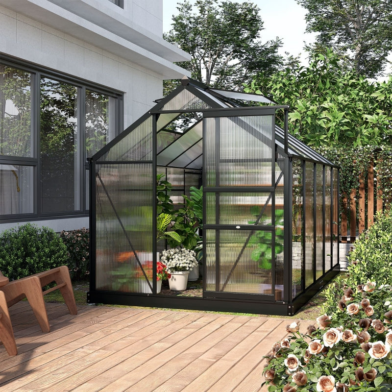 Greenhouse Large Walk-In Garden with Aluminium Frame With Slide Door, 6 X 10ft