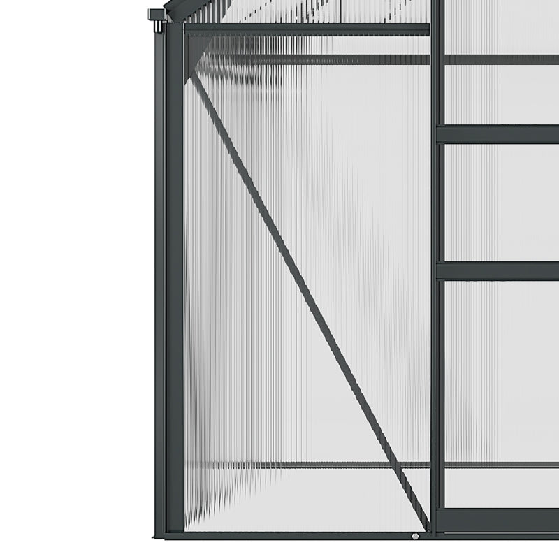 Clear Polycarbonate Greenhouse Large Walk-In Garden Plants Grow Galvanized Base Aluminium Frame With Slide Door, 6 X 6ft