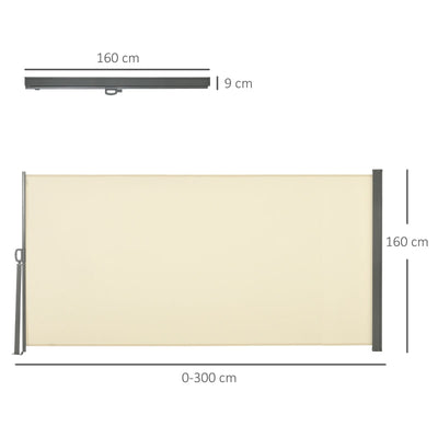 Retractable Side Awning Screen Fence Patio Garden Wall Balcony- Cream White