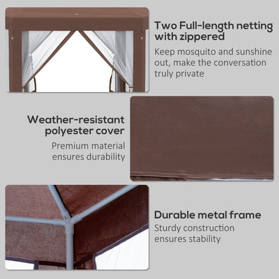 Hexagonal Garden Gazebo Patio Party Outdoor - Brown