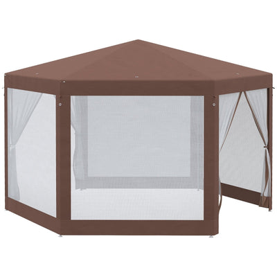 Hexagonal Garden Gazebo Patio Party Outdoor - Brown