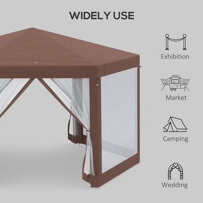 Hexagonal Garden Gazebo Patio Party Outdoor - Brown