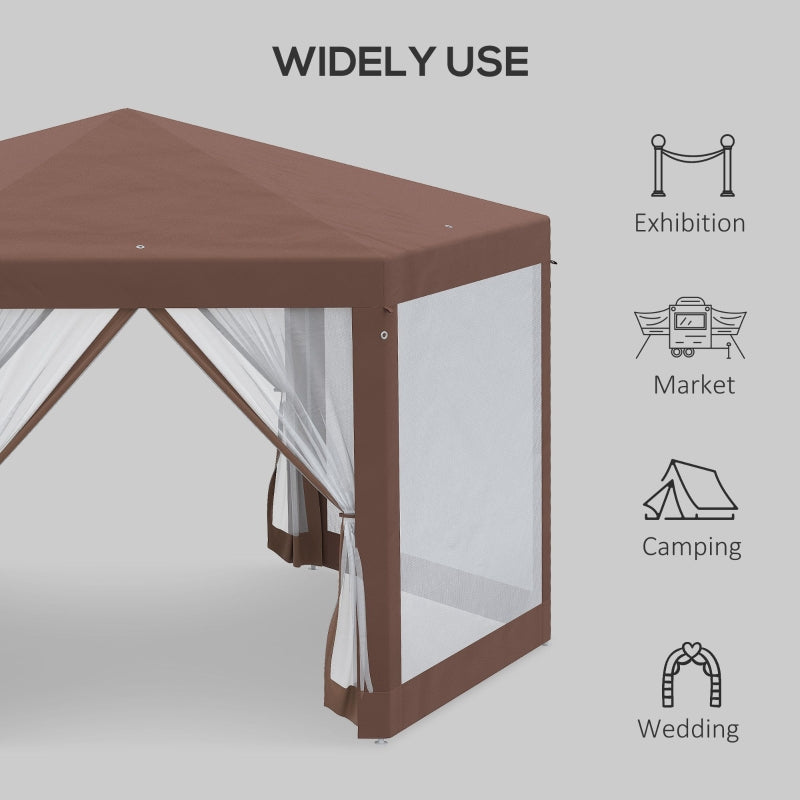 Hexagonal Garden Gazebo Patio Party Outdoor - Brown