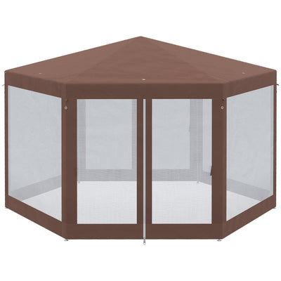 Hexagonal Garden Gazebo Patio Party Outdoor - Brown