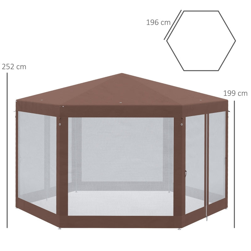 Hexagonal Garden Gazebo Patio Party Outdoor - Brown