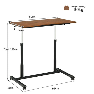 Height Adjustable Laptop Table with Wheels for Home and Office-Coffee