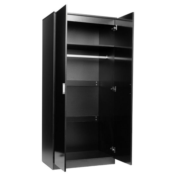 2 Door Wardrobe With Mirror With Large Cupboard Storage - 3 Colours