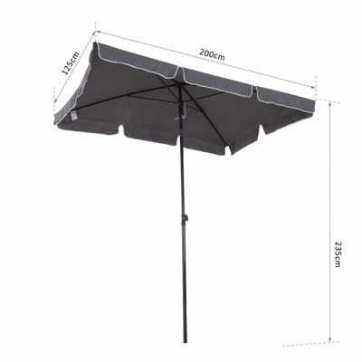 Rectangular Aluminium Sun Parasol Umbrella - Grey or Red