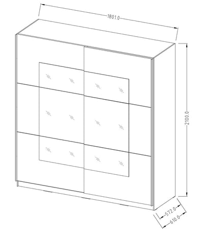 Glencoe Armoire Sliding Door Mirrored Wardrobe