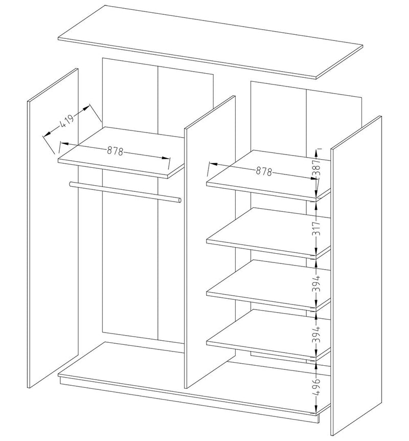 Belter Sliding Door Mirrored Wardrobe