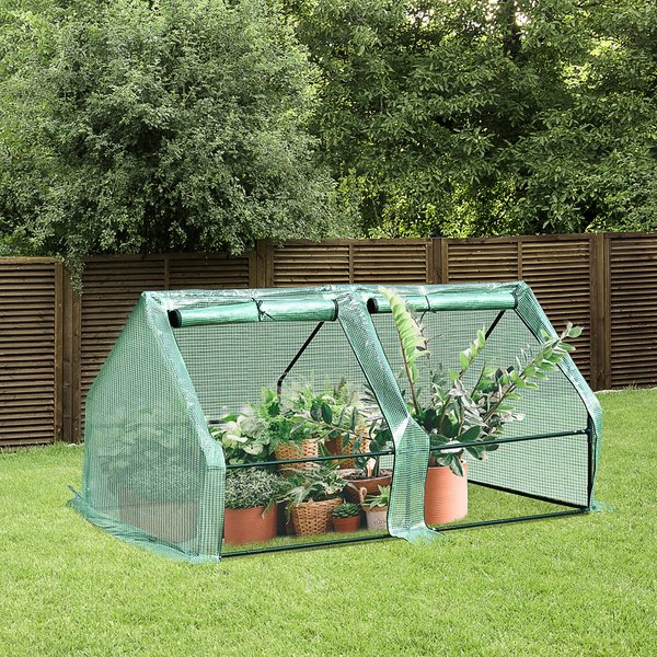 180x90x90 Cm. Mini PE Grid Cover Steel Frame Greenhouse