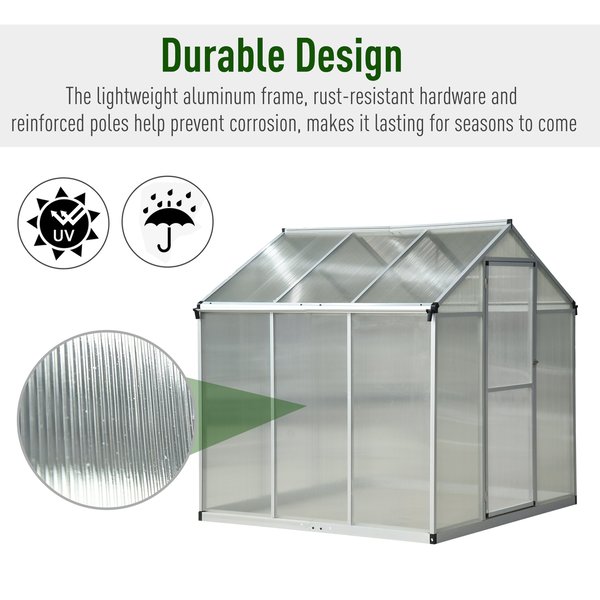 182x183x195cm Clear Polycarbonate Sheet Walk-In Greenhouse